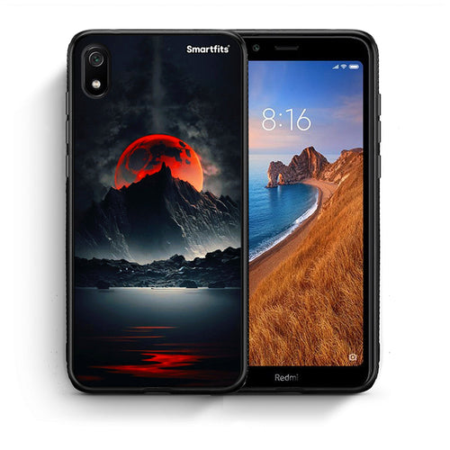 Θήκη Xiaomi Redmi 7A Red Full Moon από τη Smartfits με σχέδιο στο πίσω μέρος και μαύρο περίβλημα | Xiaomi Redmi 7A Red Full Moon case with colorful back and black bezels