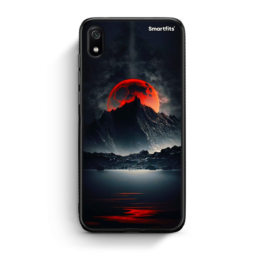 Xiaomi Redmi 7A Red Full Moon θήκη από τη Smartfits με σχέδιο στο πίσω μέρος και μαύρο περίβλημα | Smartphone case with colorful back and black bezels by Smartfits