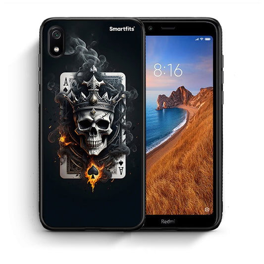 Θήκη Xiaomi Redmi 7A Skull King Ace από τη Smartfits με σχέδιο στο πίσω μέρος και μαύρο περίβλημα | Xiaomi Redmi 7A Skull King Ace case with colorful back and black bezels