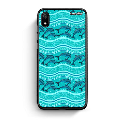 Xiaomi Redmi 7A Swimming Dolphins θήκη από τη Smartfits με σχέδιο στο πίσω μέρος και μαύρο περίβλημα | Smartphone case with colorful back and black bezels by Smartfits