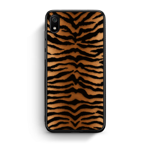 Θήκη Xiaomi Redmi 7A Tiger Print Orange and Black από τη Smartfits με σχέδιο στο πίσω μέρος και μαύρο περίβλημα | Xiaomi Redmi 7A Tiger Print Orange and Black case with colorful back and black bezels