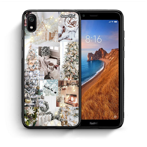 Θήκη Xiaomi Redmi 7A White Christmas από τη Smartfits με σχέδιο στο πίσω μέρος και μαύρο περίβλημα | Xiaomi Redmi 7A White Christmas case with colorful back and black bezels