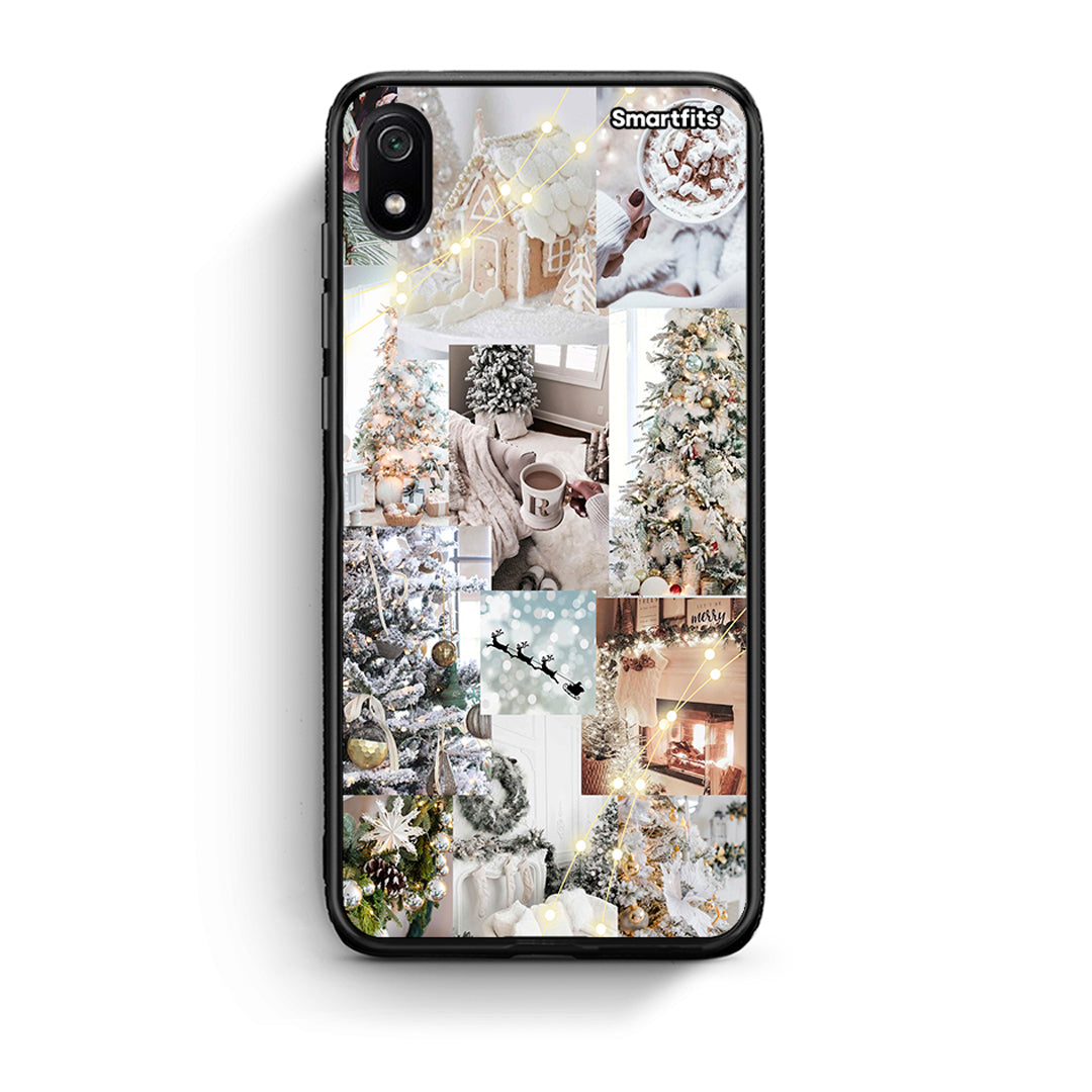 Xiaomi Redmi 7A White Christmas θήκη από τη Smartfits με σχέδιο στο πίσω μέρος και μαύρο περίβλημα | Smartphone case with colorful back and black bezels by Smartfits
