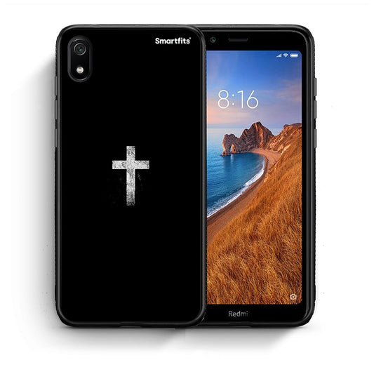 Θήκη Xiaomi Redmi 7A White Cross από τη Smartfits με σχέδιο στο πίσω μέρος και μαύρο περίβλημα | Xiaomi Redmi 7A White Cross case with colorful back and black bezels