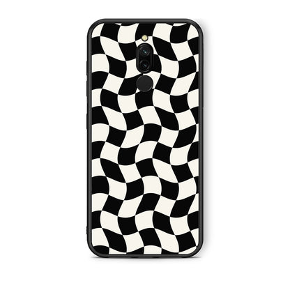 Θήκη Xiaomi Redmi 8 Black and Cream Wavy Checkerboard από τη Smartfits με σχέδιο στο πίσω μέρος και μαύρο περίβλημα | Xiaomi Redmi 8 Black and Cream Wavy Checkerboard case with colorful back and black bezels