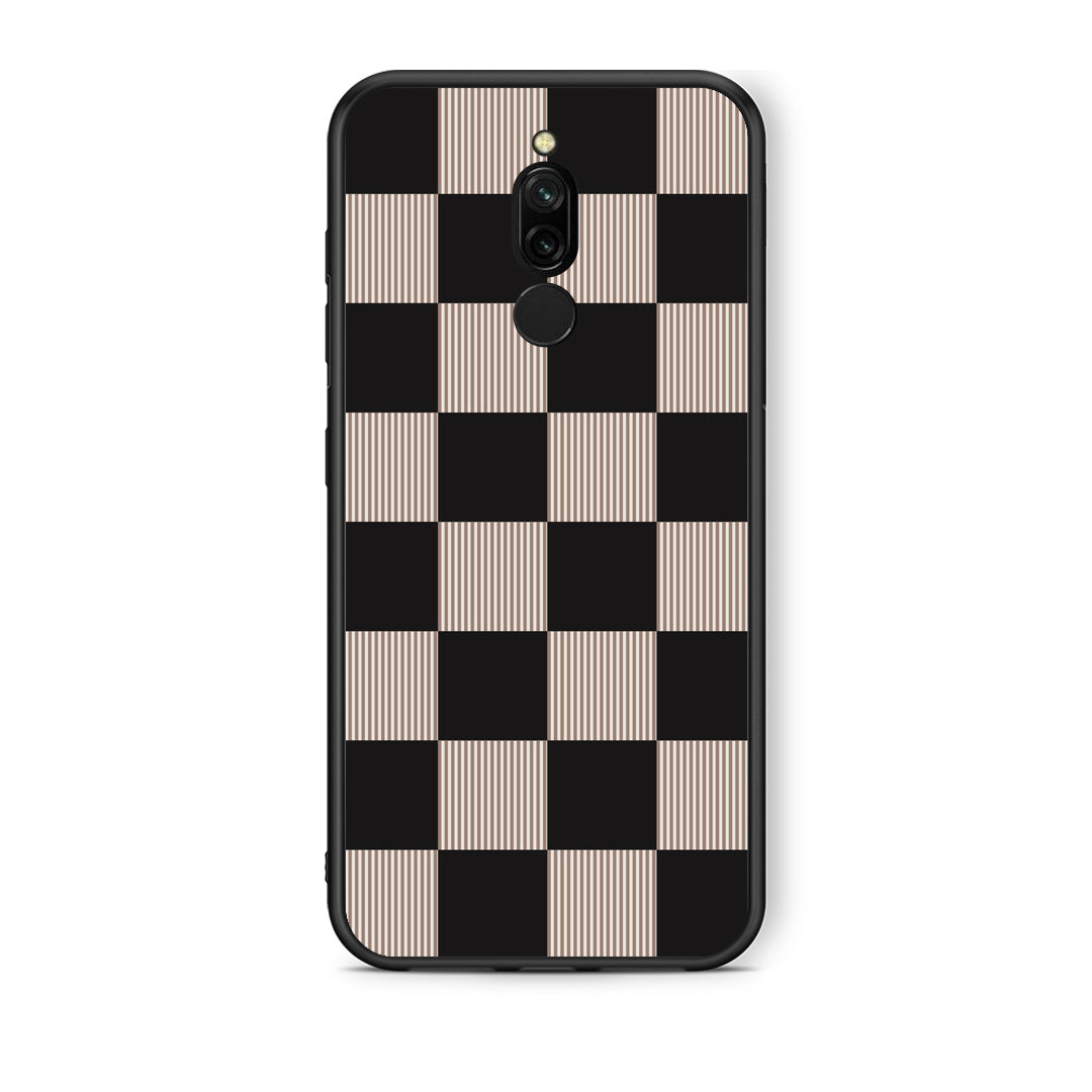 Θήκη Xiaomi Redmi 8 Black and Taupe Striped Checks από τη Smartfits με σχέδιο στο πίσω μέρος και μαύρο περίβλημα | Xiaomi Redmi 8 Black and Taupe Striped Checks case with colorful back and black bezels