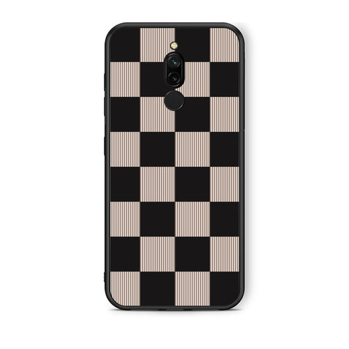 Θήκη Xiaomi Redmi 8 Black and Taupe Striped Checks από τη Smartfits με σχέδιο στο πίσω μέρος και μαύρο περίβλημα | Xiaomi Redmi 8 Black and Taupe Striped Checks case with colorful back and black bezels