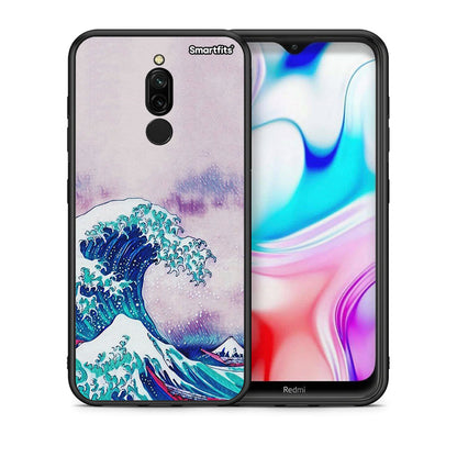 Θήκη Xiaomi Redmi 8 Blue Waves από τη Smartfits με σχέδιο στο πίσω μέρος και μαύρο περίβλημα | Xiaomi Redmi 8 Blue Waves case with colorful back and black bezels