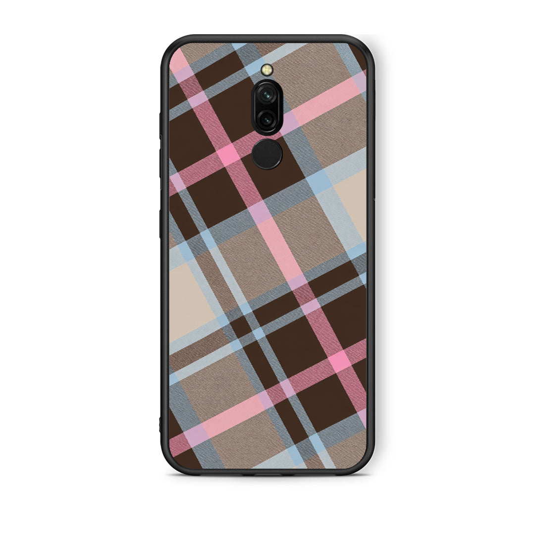 Θήκη Xiaomi Redmi 8 Brown Pink and Blue Diagonal Plaid από τη Smartfits με σχέδιο στο πίσω μέρος και μαύρο περίβλημα | Xiaomi Redmi 8 Brown Pink and Blue Diagonal Plaid case with colorful back and black bezels