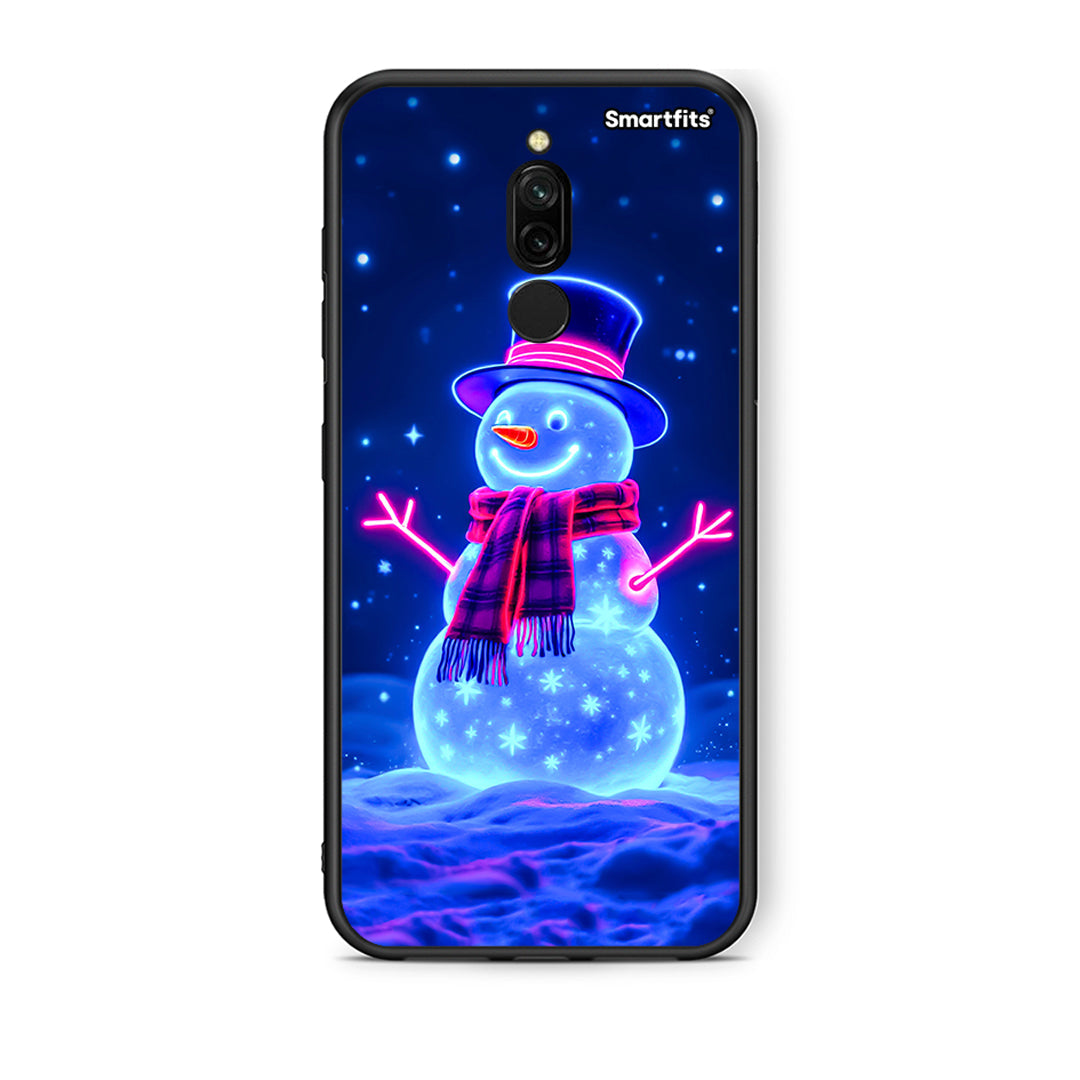 Xiaomi Redmi 8 Christmas Neon Snowman θήκη από τη Smartfits με σχέδιο στο πίσω μέρος και μαύρο περίβλημα | Smartphone case with colorful back and black bezels by Smartfits