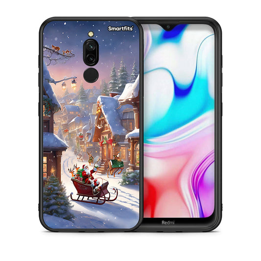 Θήκη Xiaomi Redmi 8 Christmas Snow από τη Smartfits με σχέδιο στο πίσω μέρος και μαύρο περίβλημα | Xiaomi Redmi 8 Christmas Snow case with colorful back and black bezels
