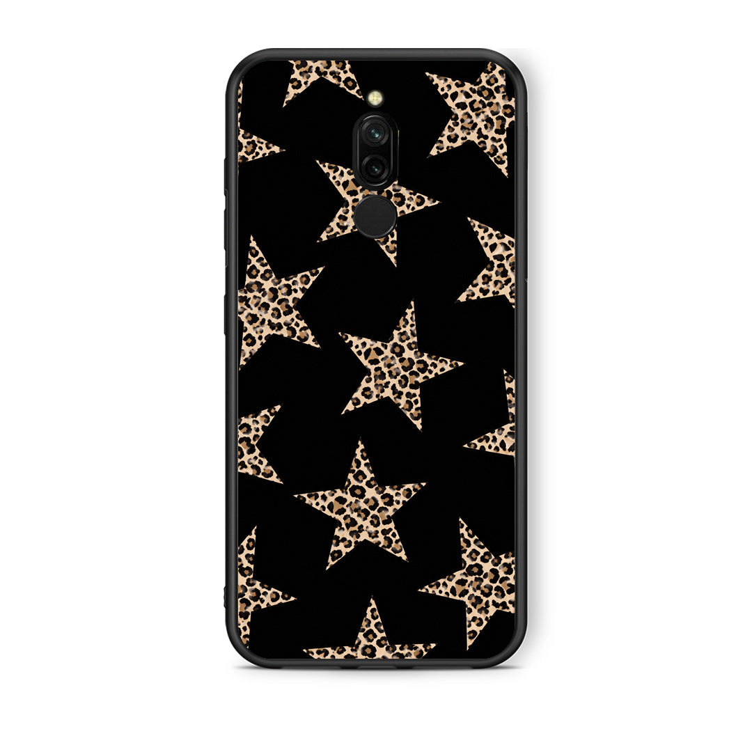 Θήκη Xiaomi Redmi 8 Leopard Stars on Black από τη Smartfits με σχέδιο στο πίσω μέρος και μαύρο περίβλημα | Xiaomi Redmi 8 Leopard Stars on Black case with colorful back and black bezels