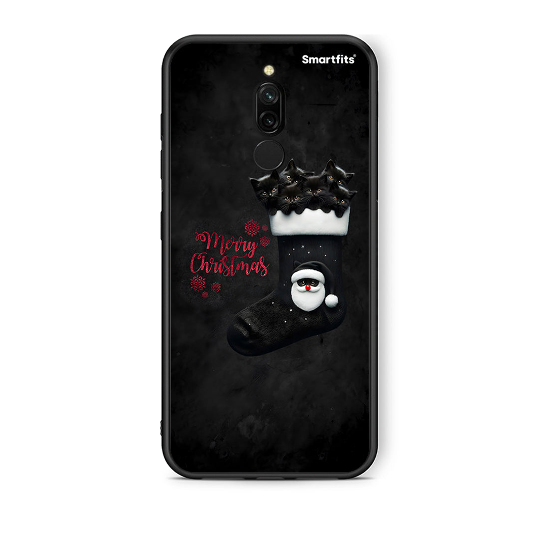 Xiaomi Redmi 8 Merry Cat Christmas θήκη από τη Smartfits με σχέδιο στο πίσω μέρος και μαύρο περίβλημα | Smartphone case with colorful back and black bezels by Smartfits