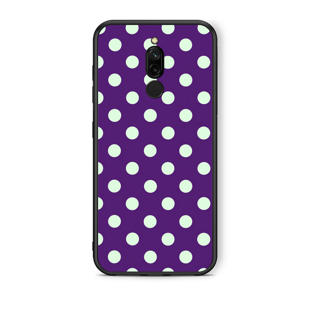 Θήκη Xiaomi Redmi 8 Mint Polka Dots on Purple από τη Smartfits με σχέδιο στο πίσω μέρος και μαύρο περίβλημα | Xiaomi Redmi 8 Mint Polka Dots on Purple case with colorful back and black bezels