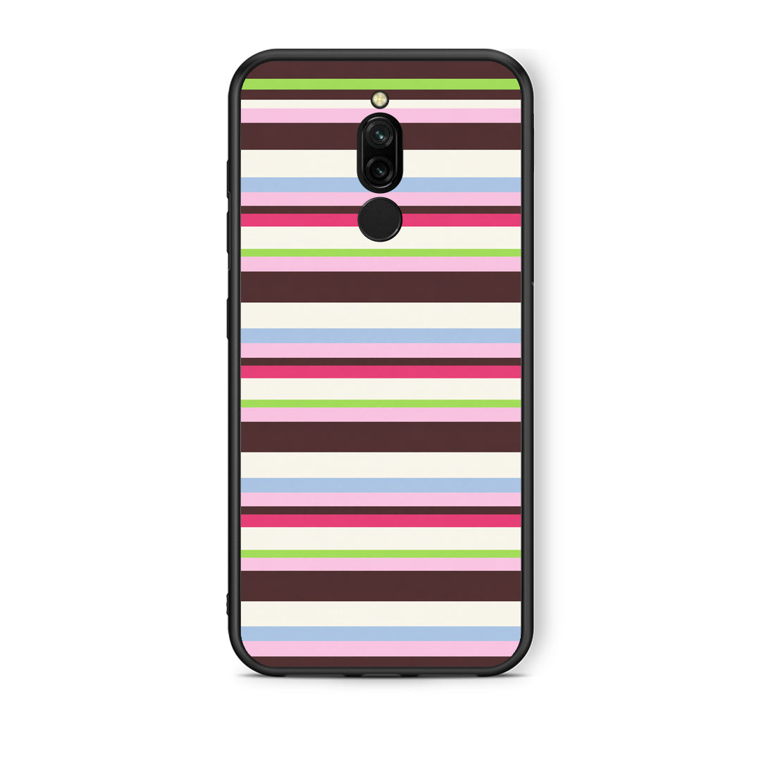 Θήκη Xiaomi Redmi 8 Multicolour Horizontal Stripes από τη Smartfits με σχέδιο στο πίσω μέρος και μαύρο περίβλημα | Xiaomi Redmi 8 Multicolour Horizontal Stripes case with colorful back and black bezels