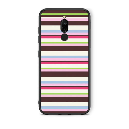 Θήκη Xiaomi Redmi 8 Multicolour Horizontal Stripes από τη Smartfits με σχέδιο στο πίσω μέρος και μαύρο περίβλημα | Xiaomi Redmi 8 Multicolour Horizontal Stripes case with colorful back and black bezels