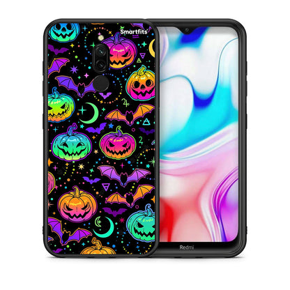 Θήκη Xiaomi Redmi 8 Neon Halloween από τη Smartfits με σχέδιο στο πίσω μέρος και μαύρο περίβλημα | Xiaomi Redmi 8 Neon Halloween case with colorful back and black bezels