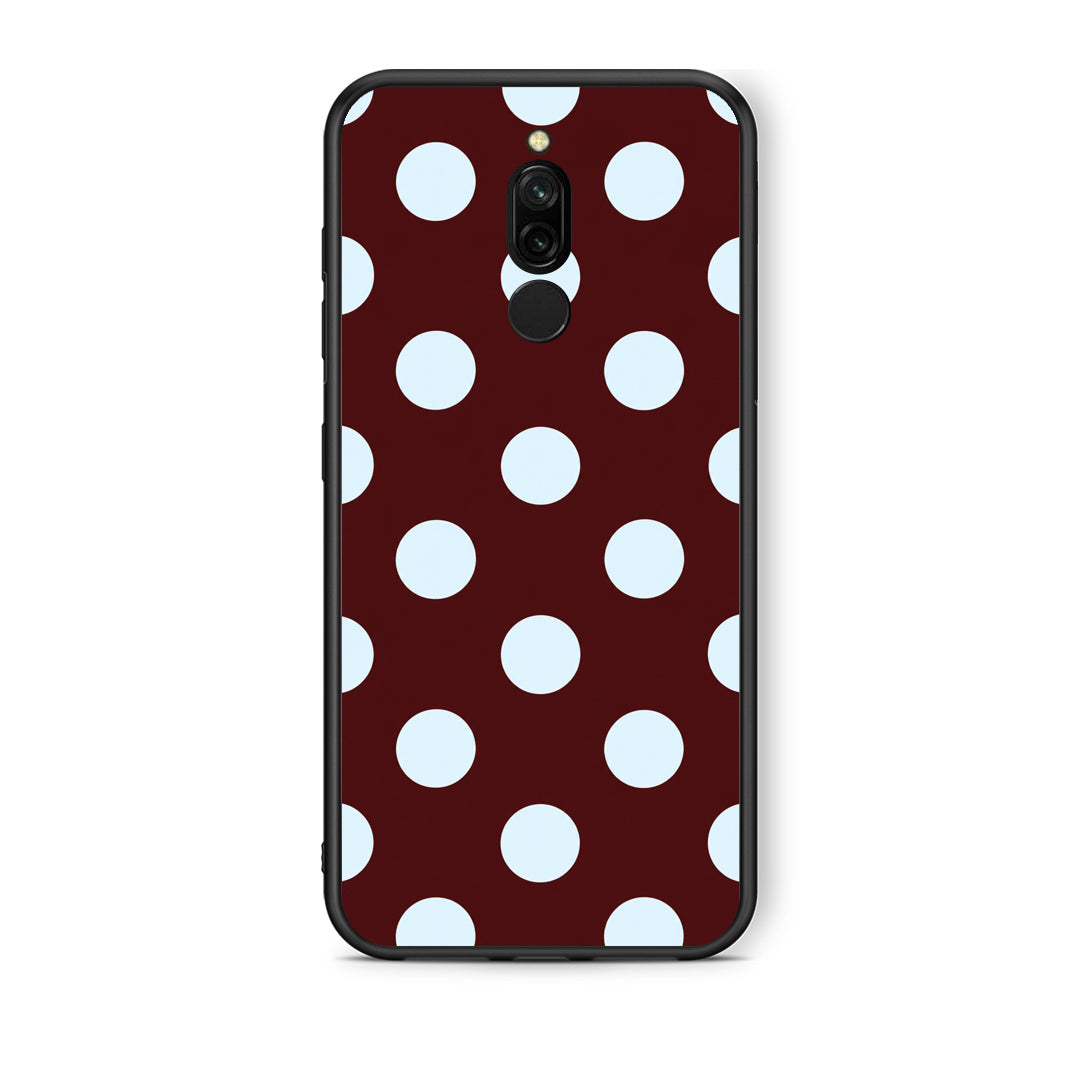 Θήκη Xiaomi Redmi 8 Pale Blue Large Polka Dots on Burgundy από τη Smartfits με σχέδιο στο πίσω μέρος και μαύρο περίβλημα | Xiaomi Redmi 8 Pale Blue Large Polka Dots on Burgundy case with colorful back and black bezels