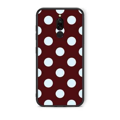 Θήκη Xiaomi Redmi 8 Pale Blue Large Polka Dots on Burgundy από τη Smartfits με σχέδιο στο πίσω μέρος και μαύρο περίβλημα | Xiaomi Redmi 8 Pale Blue Large Polka Dots on Burgundy case with colorful back and black bezels
