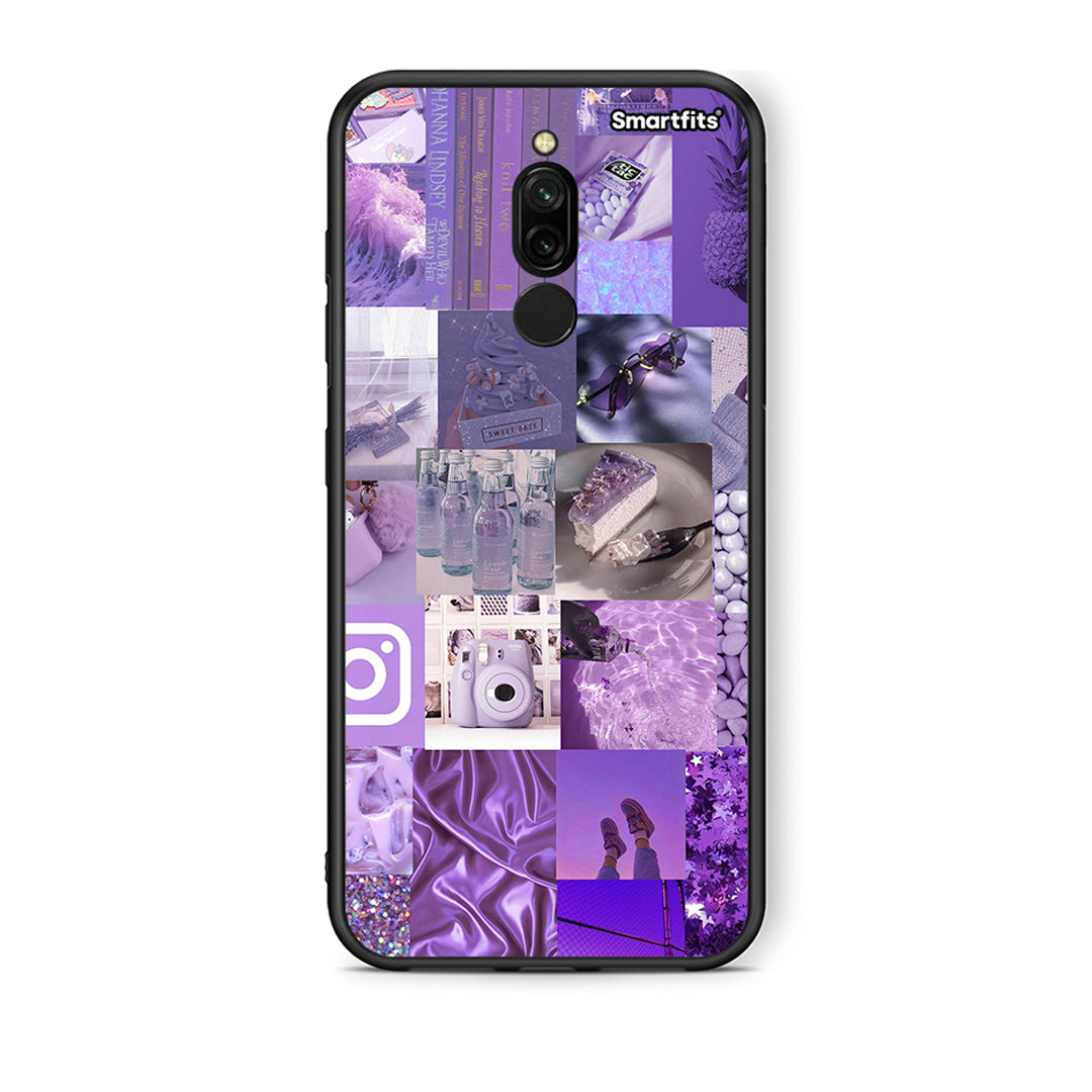 Xiaomi Redmi 8 Purple Aesthetic Collage θήκη από τη Smartfits με σχέδιο στο πίσω μέρος και μαύρο περίβλημα | Smartphone case with colorful back and black bezels by Smartfits