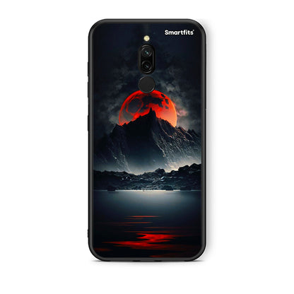 Xiaomi Redmi 8 Red Full Moon θήκη από τη Smartfits με σχέδιο στο πίσω μέρος και μαύρο περίβλημα | Smartphone case with colorful back and black bezels by Smartfits