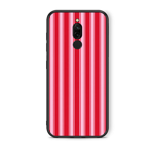 Θήκη Xiaomi Redmi 8 Red and Pink Vertical Pinstripes από τη Smartfits με σχέδιο στο πίσω μέρος και μαύρο περίβλημα | Xiaomi Redmi 8 Red and Pink Vertical Pinstripes case with colorful back and black bezels