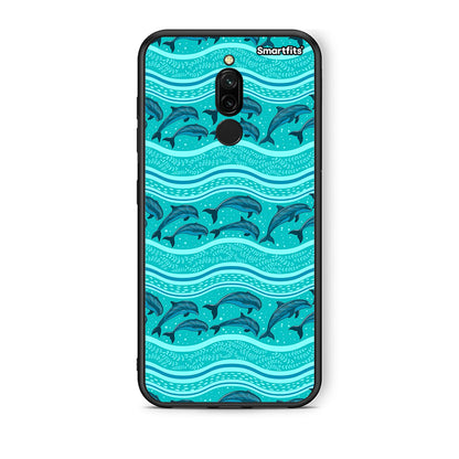 Xiaomi Redmi 8 Swimming Dolphins θήκη από τη Smartfits με σχέδιο στο πίσω μέρος και μαύρο περίβλημα | Smartphone case with colorful back and black bezels by Smartfits