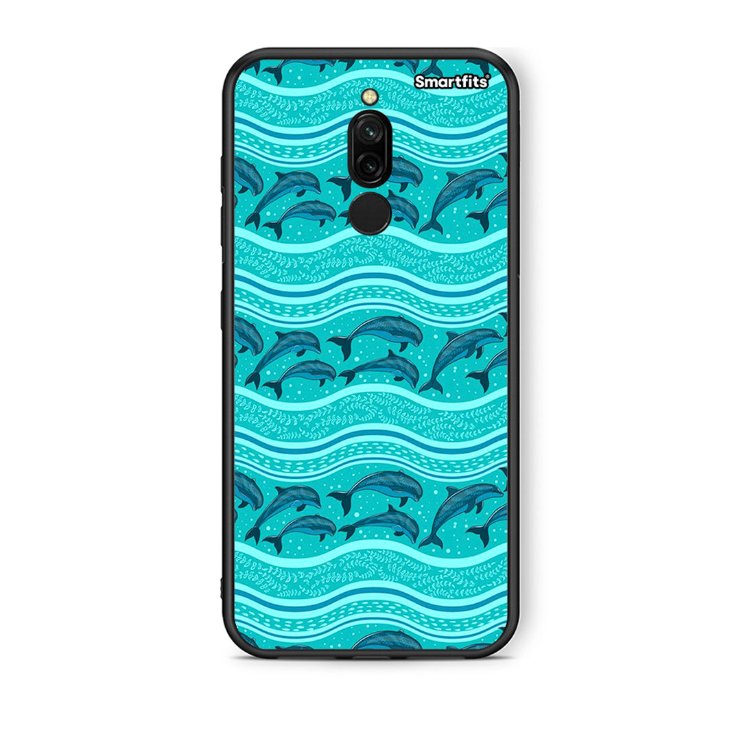 Xiaomi Redmi 8 Swimming Dolphins θήκη από τη Smartfits με σχέδιο στο πίσω μέρος και μαύρο περίβλημα | Smartphone case with colorful back and black bezels by Smartfits