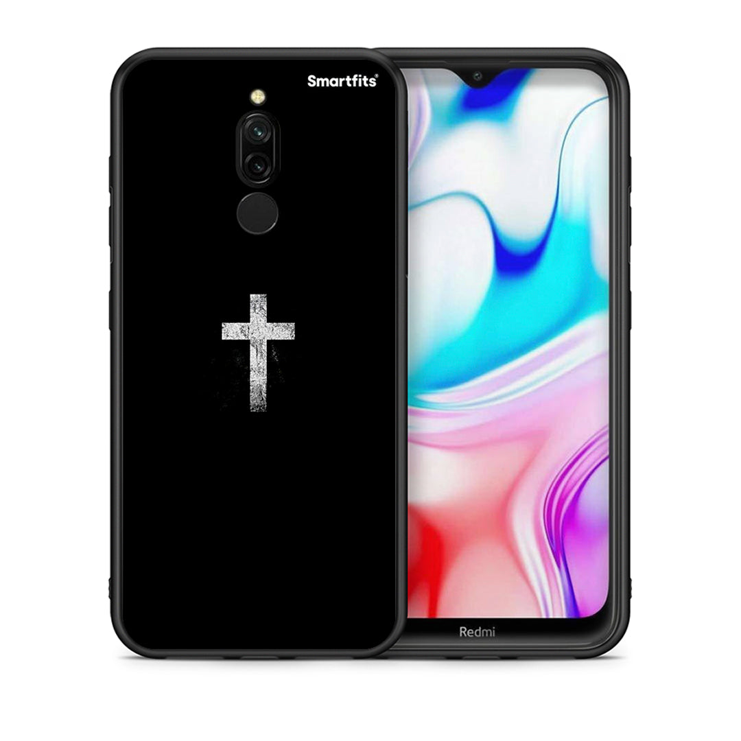 Θήκη Xiaomi Redmi 8 White Cross από τη Smartfits με σχέδιο στο πίσω μέρος και μαύρο περίβλημα | Xiaomi Redmi 8 White Cross case with colorful back and black bezels