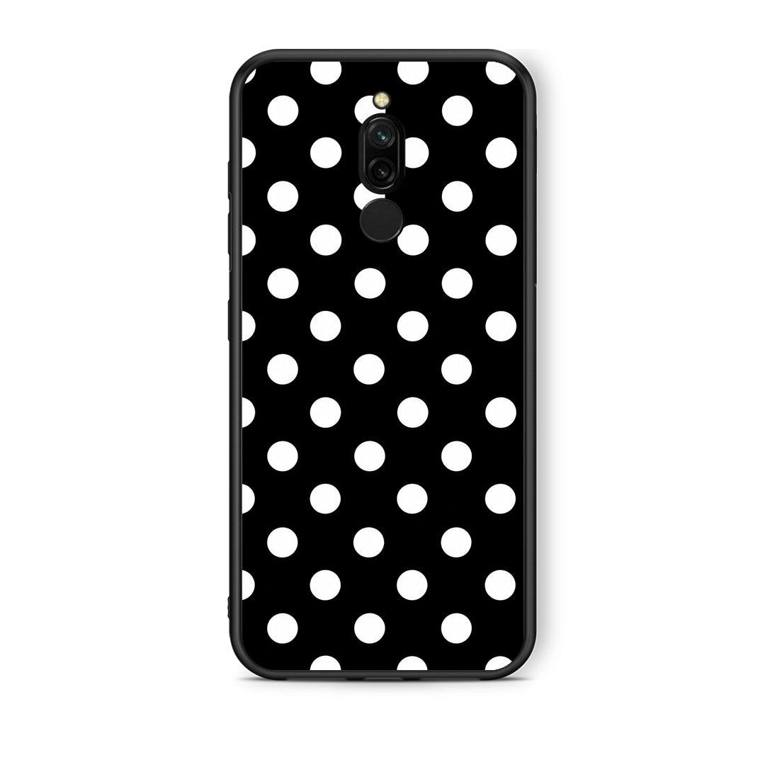 Θήκη Xiaomi Redmi 8 White Polka Dots on Black από τη Smartfits με σχέδιο στο πίσω μέρος και μαύρο περίβλημα | Xiaomi Redmi 8 White Polka Dots on Black case with colorful back and black bezels