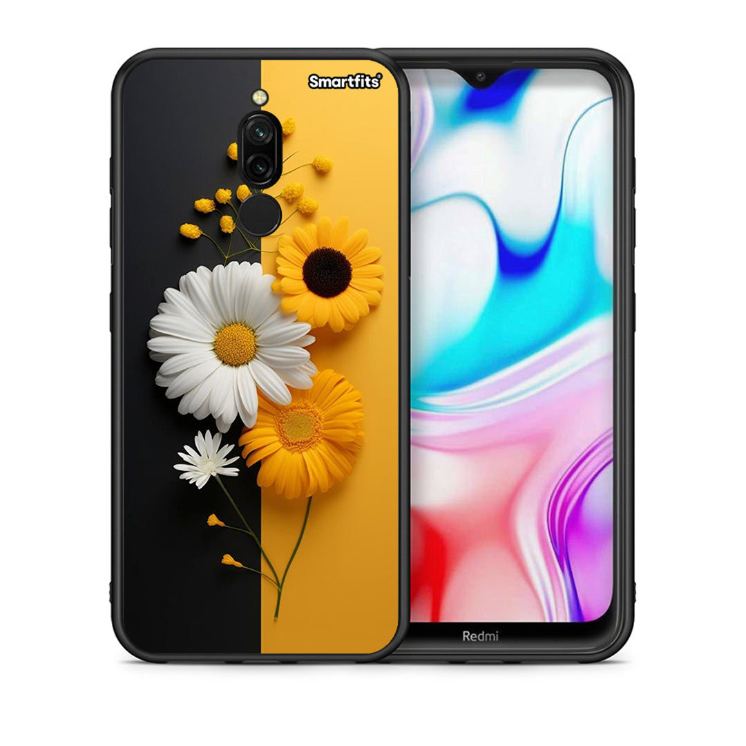 Θήκη Xiaomi Redmi 8 Yellow Daisies από τη Smartfits με σχέδιο στο πίσω μέρος και μαύρο περίβλημα | Xiaomi Redmi 8 Yellow Daisies case with colorful back and black bezels