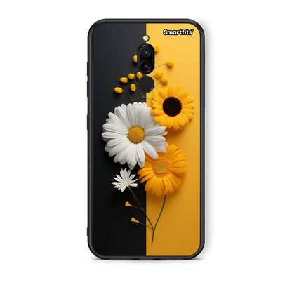 Xiaomi Redmi 8 Yellow Daisies θήκη από τη Smartfits με σχέδιο στο πίσω μέρος και μαύρο περίβλημα | Smartphone case with colorful back and black bezels by Smartfits