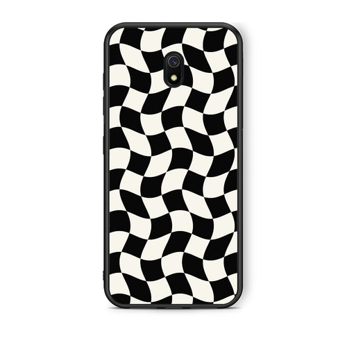 Θήκη Xiaomi Redmi 8A Black and Cream Wavy Checkerboard από τη Smartfits με σχέδιο στο πίσω μέρος και μαύρο περίβλημα | Xiaomi Redmi 8A Black and Cream Wavy Checkerboard case with colorful back and black bezels