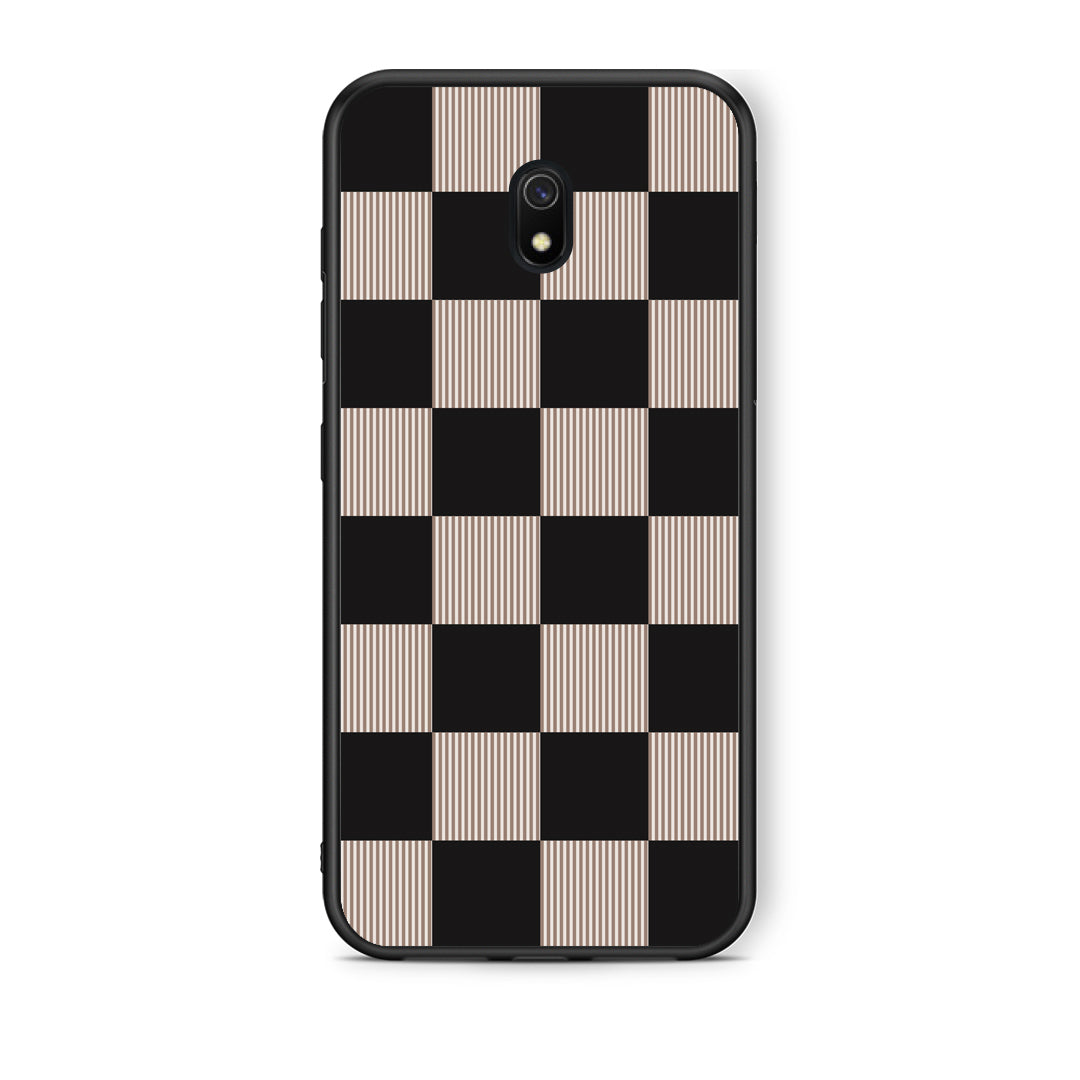 Θήκη Xiaomi Redmi 8A Black and Taupe Striped Checks από τη Smartfits με σχέδιο στο πίσω μέρος και μαύρο περίβλημα | Xiaomi Redmi 8A Black and Taupe Striped Checks case with colorful back and black bezels