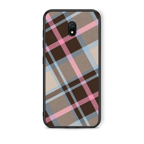 Θήκη Xiaomi Redmi 8A Brown Pink and Blue Diagonal Plaid από τη Smartfits με σχέδιο στο πίσω μέρος και μαύρο περίβλημα | Xiaomi Redmi 8A Brown Pink and Blue Diagonal Plaid case with colorful back and black bezels