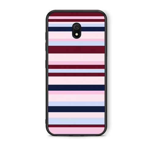 Θήκη Xiaomi Redmi 8A Burgundy Pink and Blue Horizontal Stripes από τη Smartfits με σχέδιο στο πίσω μέρος και μαύρο περίβλημα | Xiaomi Redmi 8A Burgundy Pink and Blue Horizontal Stripes case with colorful back and black bezels