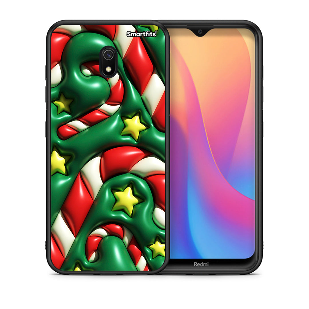 Θήκη Xiaomi Redmi 8A Christmas Bubbles από τη Smartfits με σχέδιο στο πίσω μέρος και μαύρο περίβλημα | Xiaomi Redmi 8A Christmas Bubbles case with colorful back and black bezels