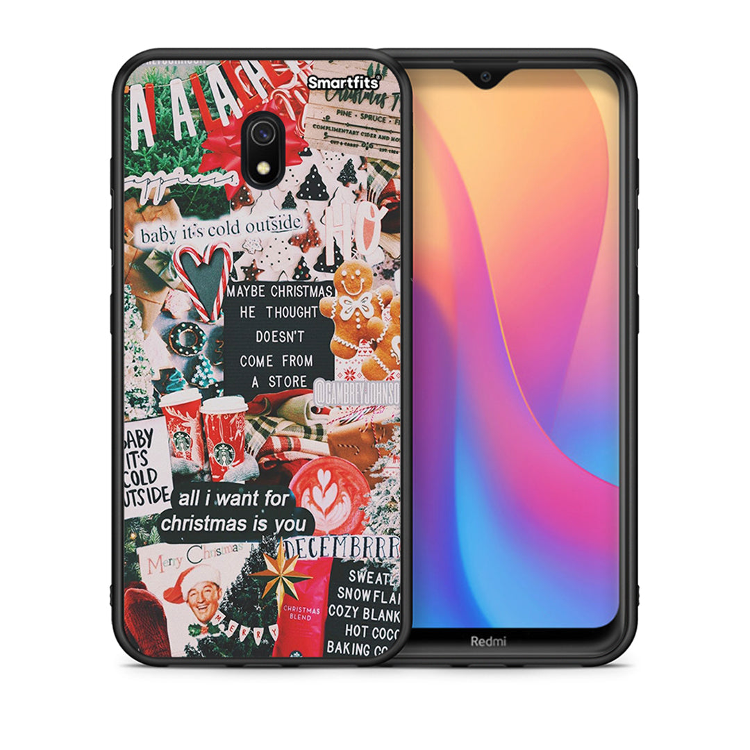 Θήκη Xiaomi Redmi 8A Christmas Happiness από τη Smartfits με σχέδιο στο πίσω μέρος και μαύρο περίβλημα | Xiaomi Redmi 8A Christmas Happiness case with colorful back and black bezels