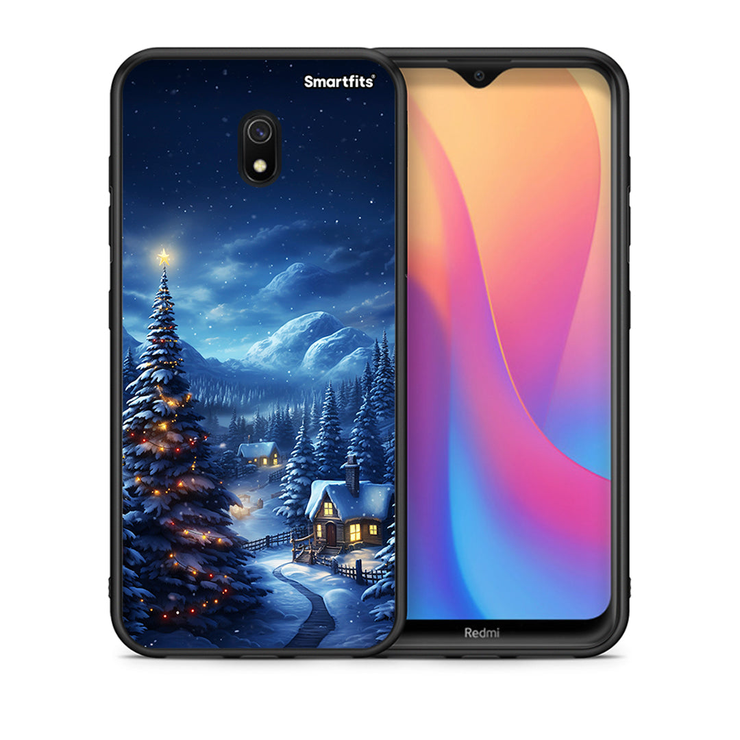 Θήκη Xiaomi Redmi 8A Christmas Scenery από τη Smartfits με σχέδιο στο πίσω μέρος και μαύρο περίβλημα | Xiaomi Redmi 8A Christmas Scenery case with colorful back and black bezels