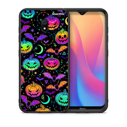 Θήκη Xiaomi Redmi 8A Neon Halloween από τη Smartfits με σχέδιο στο πίσω μέρος και μαύρο περίβλημα | Xiaomi Redmi 8A Neon Halloween case with colorful back and black bezels