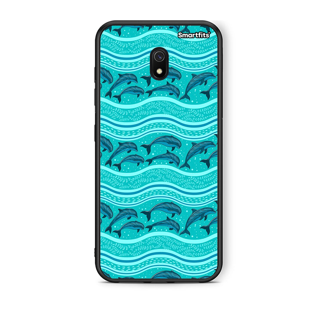 Xiaomi Redmi 8A Swimming Dolphins θήκη από τη Smartfits με σχέδιο στο πίσω μέρος και μαύρο περίβλημα | Smartphone case with colorful back and black bezels by Smartfits