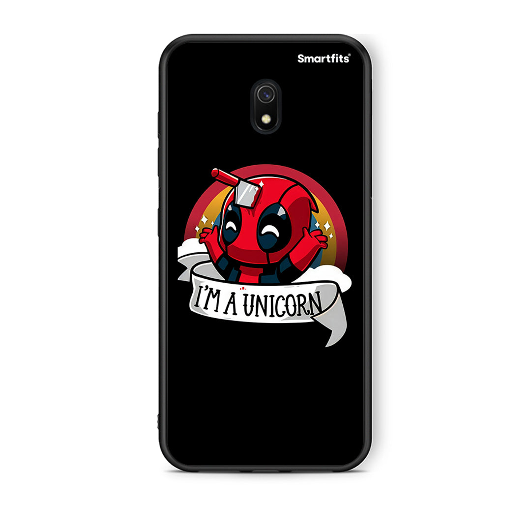 Xiaomi Redmi 8A Unicorn Deadpool θήκη από τη Smartfits με σχέδιο στο πίσω μέρος και μαύρο περίβλημα | Smartphone case with colorful back and black bezels by Smartfits