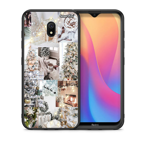 Θήκη Xiaomi Redmi 8A White Christmas από τη Smartfits με σχέδιο στο πίσω μέρος και μαύρο περίβλημα | Xiaomi Redmi 8A White Christmas case with colorful back and black bezels