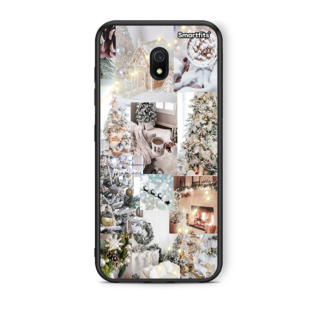 Xiaomi Redmi 8A White Christmas θήκη από τη Smartfits με σχέδιο στο πίσω μέρος και μαύρο περίβλημα | Smartphone case with colorful back and black bezels by Smartfits