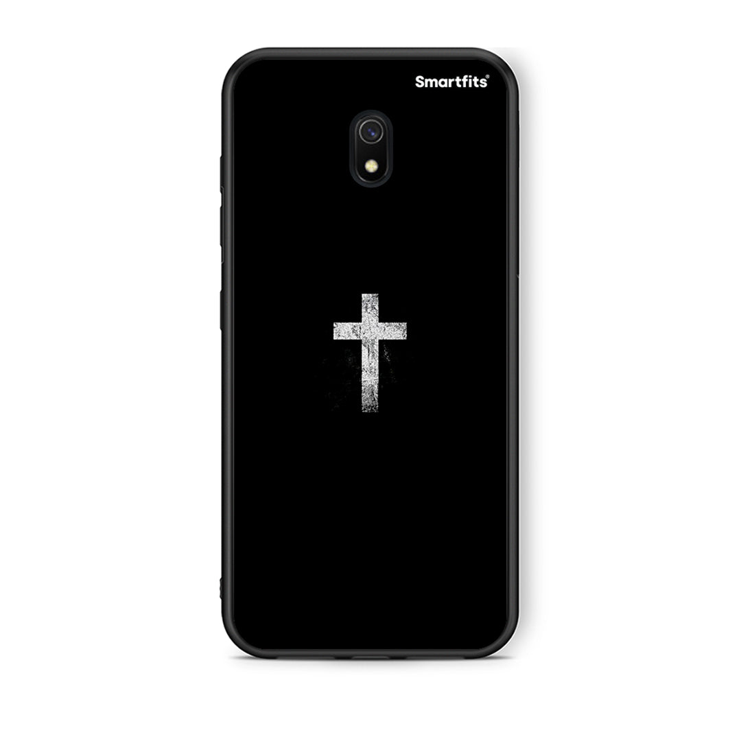 Xiaomi Redmi 8A White Cross θήκη από τη Smartfits με σχέδιο στο πίσω μέρος και μαύρο περίβλημα | Smartphone case with colorful back and black bezels by Smartfits