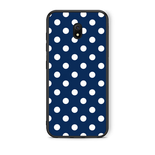 Θήκη Xiaomi Redmi 8A White Large Polka Dots on Navy από τη Smartfits με σχέδιο στο πίσω μέρος και μαύρο περίβλημα | Xiaomi Redmi 8A White Large Polka Dots on Navy case with colorful back and black bezels