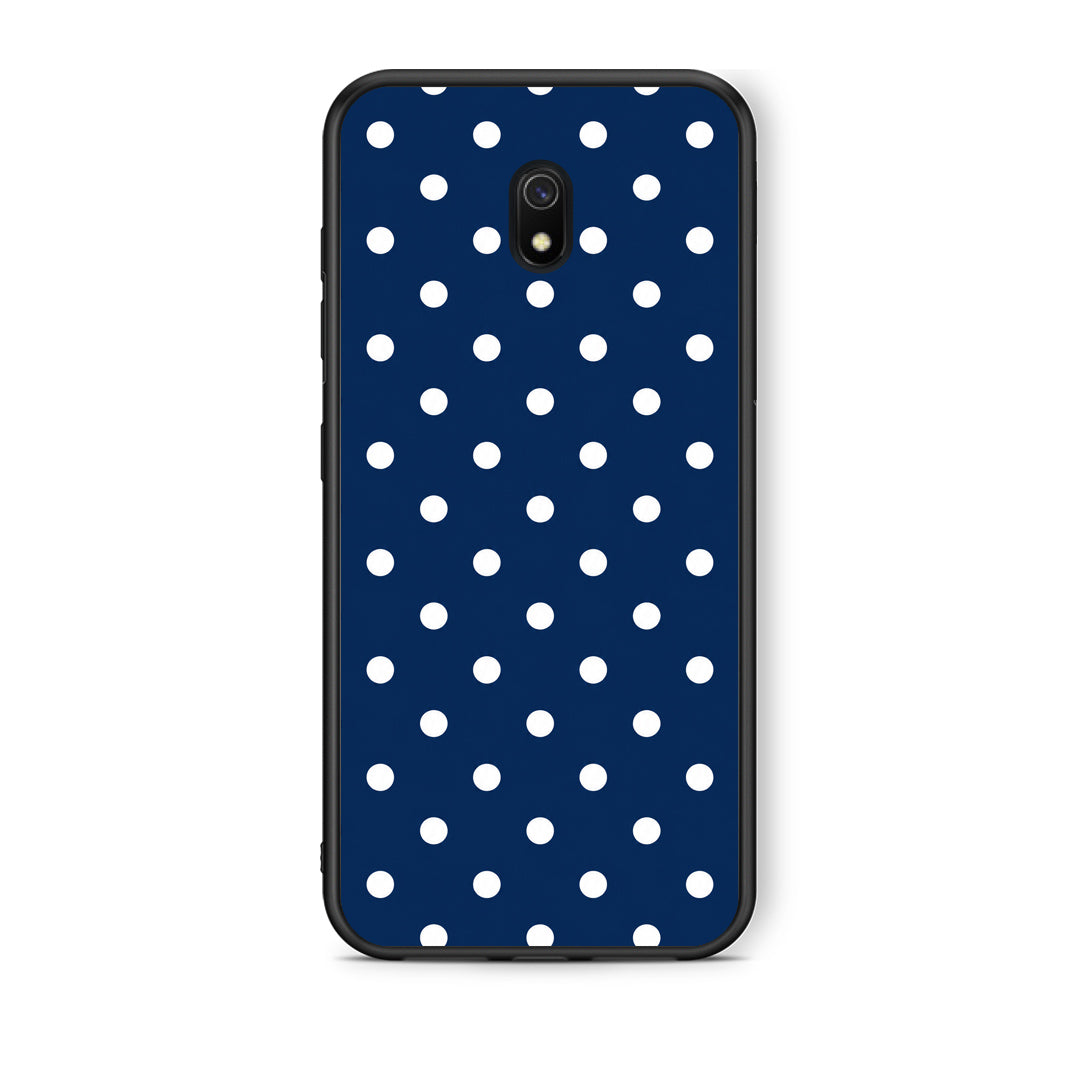 Θήκη Xiaomi Redmi 8A White Small Polka Dots on Navy από τη Smartfits με σχέδιο στο πίσω μέρος και μαύρο περίβλημα | Xiaomi Redmi 8A White Small Polka Dots on Navy case with colorful back and black bezels