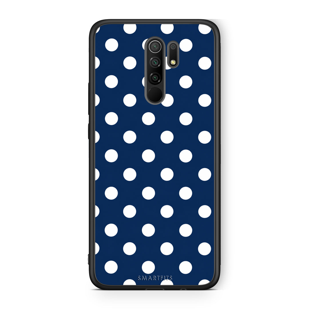 Θήκη Xiaomi Redmi 9 / 9 Prime White Large Polka Dots on Navy από τη Smartfits με σχέδιο στο πίσω μέρος και μαύρο περίβλημα | Xiaomi Redmi 9 / 9 Prime White Large Polka Dots on Navy case with colorful back and black bezels