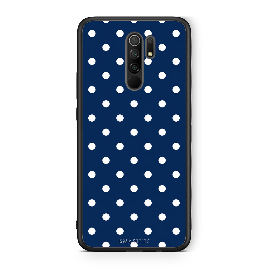 Θήκη Xiaomi Redmi 9 / 9 Prime White Small Polka Dots on Navy από τη Smartfits με σχέδιο στο πίσω μέρος και μαύρο περίβλημα | Xiaomi Redmi 9 / 9 Prime White Small Polka Dots on Navy case with colorful back and black bezels