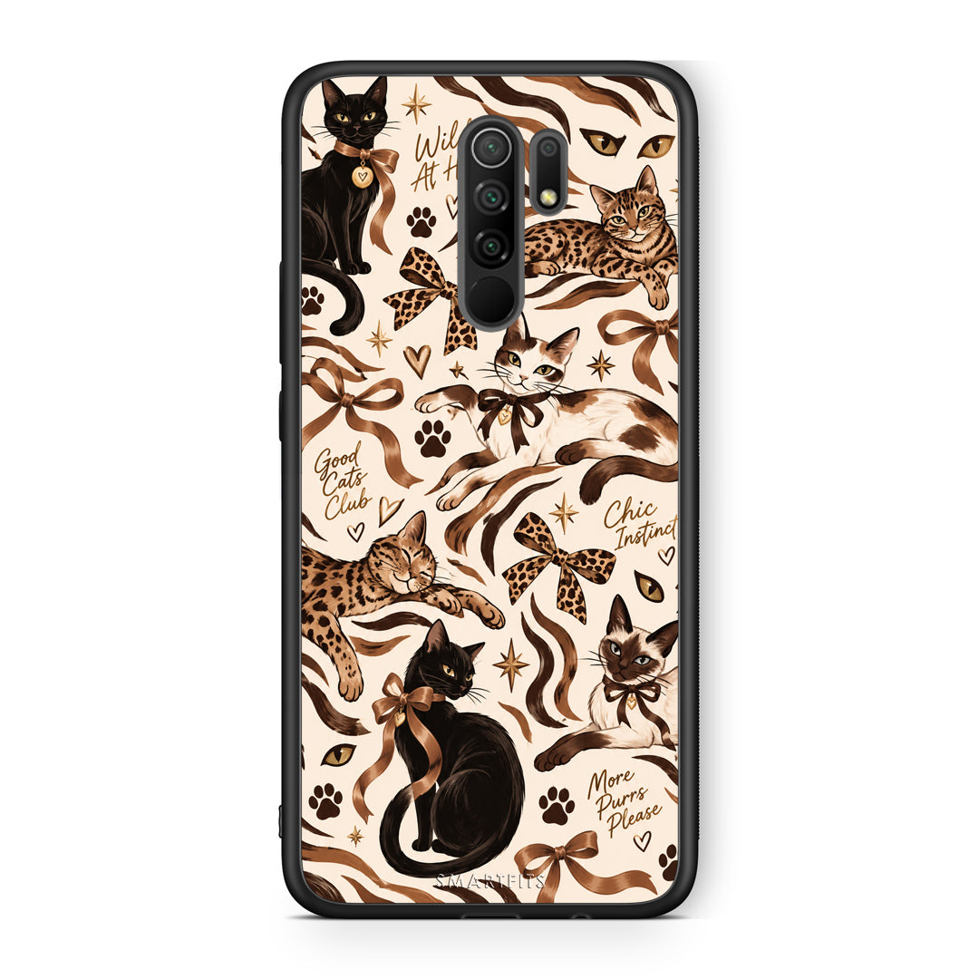 Θήκη Xiaomi Redmi 9 / 9 Prime Wild Cats and Animal Print Collage από τη Smartfits με σχέδιο στο πίσω μέρος και μαύρο περίβλημα | Xiaomi Redmi 9 / 9 Prime Wild Cats and Animal Print Collage case with colorful back and black bezels